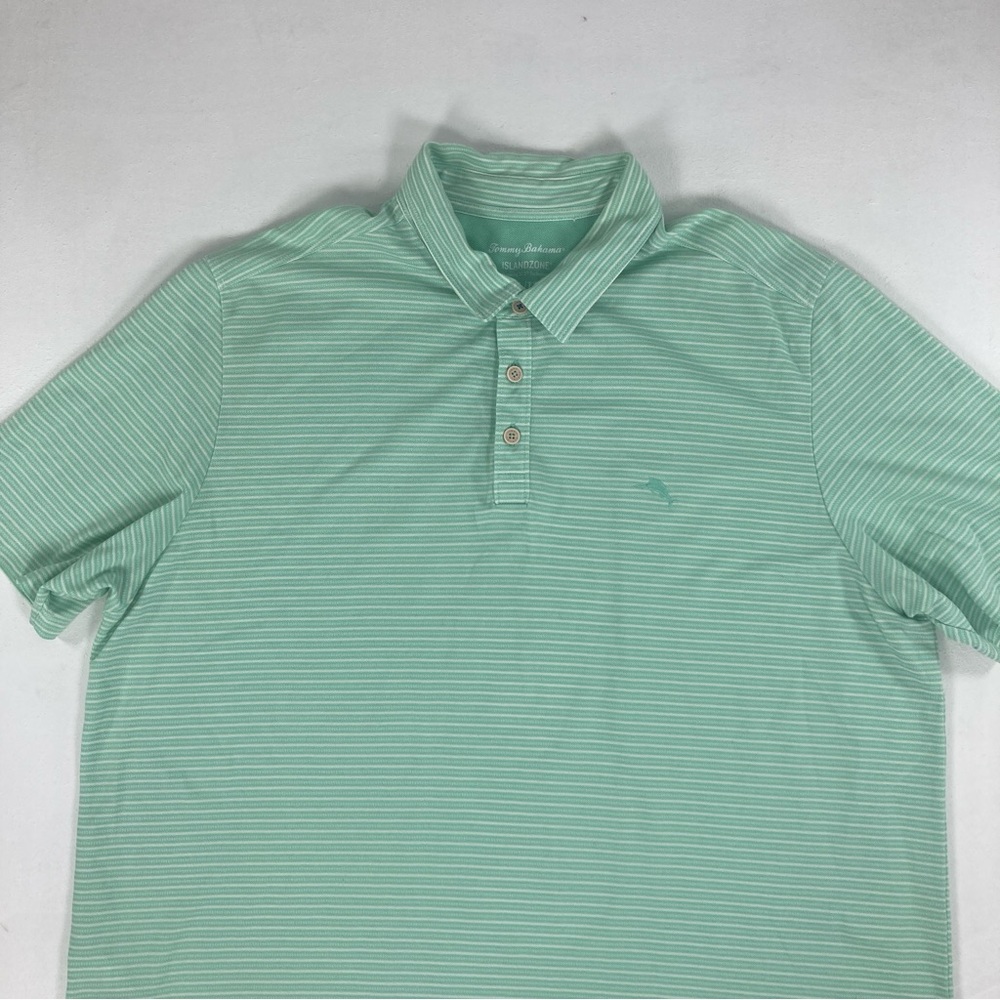 Tommy Bahama IslandZone Polo Shirt Mens XXL /TTG Green Solid Knit Soft Casual - Picture 6 of 15